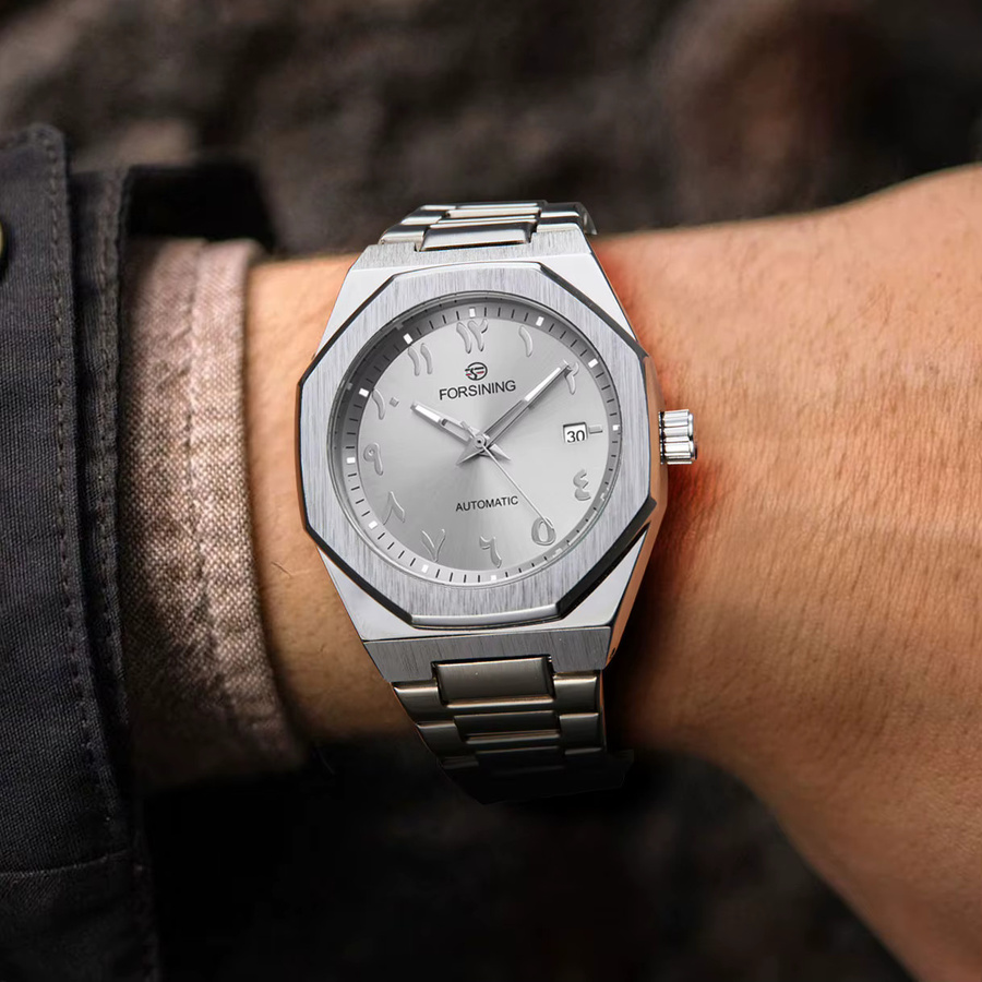 FORSINING Armbanduhr, Automatik, Edelstahl, Silber, Herren, Datum - Bild 2