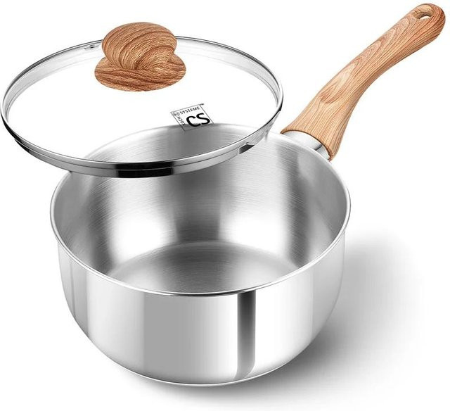 Koch Systeme CS Edelstahl-Stieltopf mit Antihaftbeschichtung und Glasdeckel, grau - Bild 1