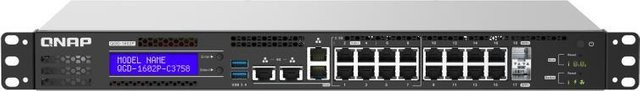 QNAP QGD-1602P Smart Switch mit 4 x 2.5G PoE++, 4 x 2.5G PoE+, 8 x 1G PoE+ und 2 x 10 Gigabit SFP+ in Schwarz und Grau, Rackmontierbar, 195 W PoE++ Budget - Bild 1