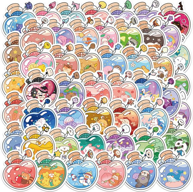 50 Stück PickJoy Flaschen-Elfen-Aufkleber in Multicolour, wasserfeste Sticker für Handyhüllen, Laptops und Wasserbecher - Bild 1