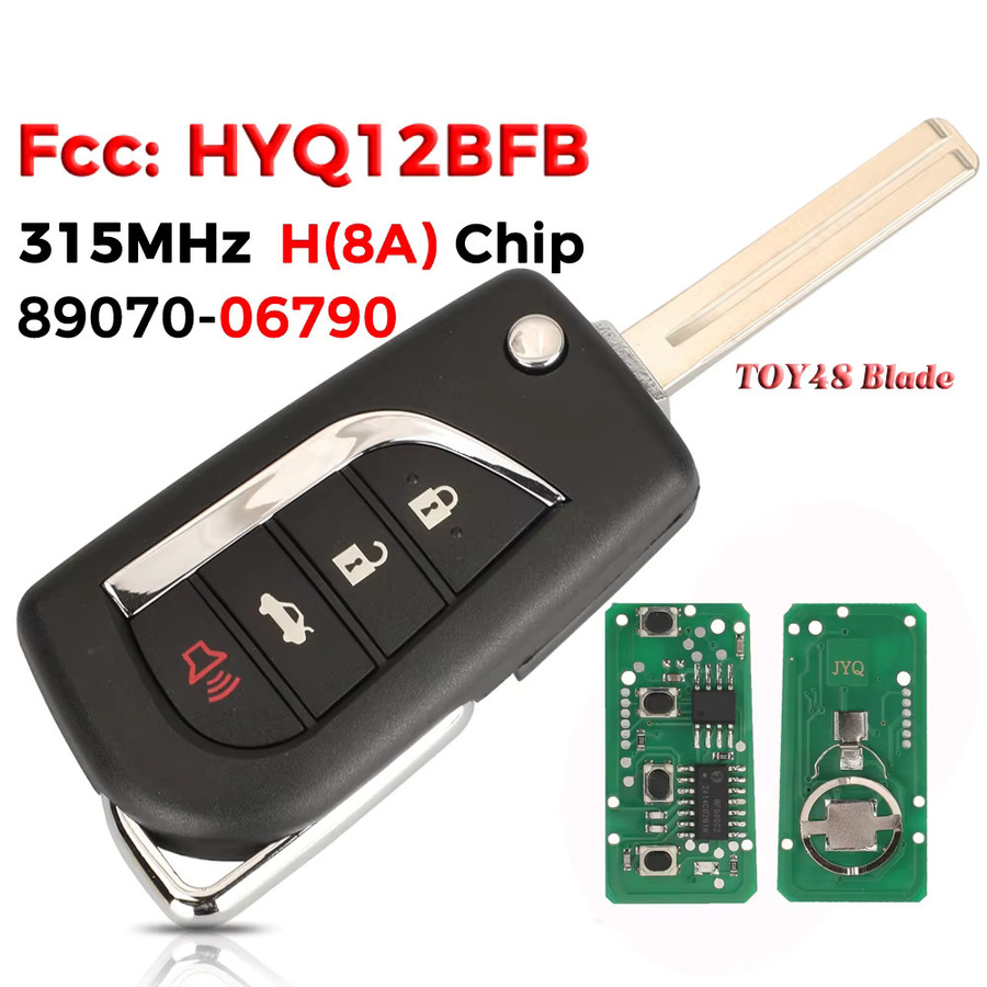 Jingyuqin Klappbarer Autoschlüssel für Toyota Camry 2018, 315MHz H-Chip, 4-Tasten Ersatzfernbedienung, Farbe: Schwarz, FCC: HYQ12BFB - Bild 3