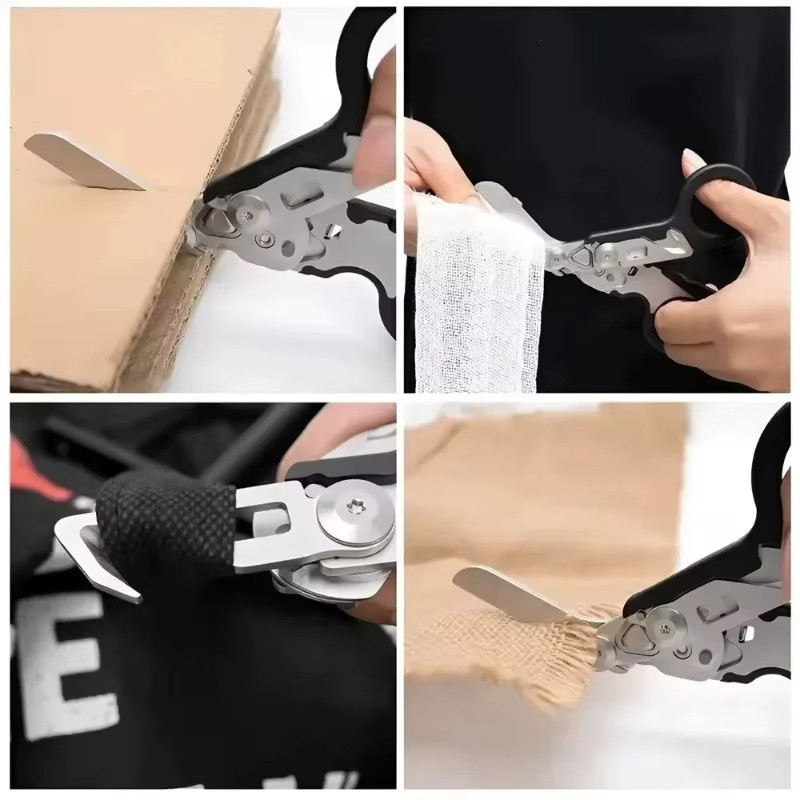 Multifunktionale taktische Raptors Notfall-Schere mit Fensterbrecher und Schlüssel für Outdoor und Survival, Blau und Schwarz - Bild 4