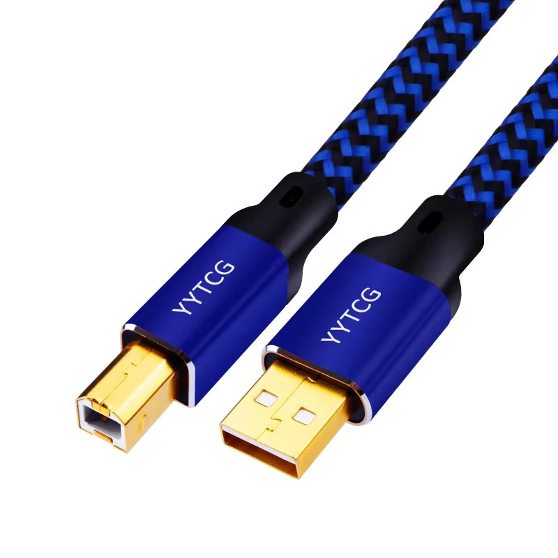 YYTCG USB DAC Kabel 6N OCC vergoldet und abgeschirmt, Typ A zu B oder C, Farbe Blau - Bild 6
