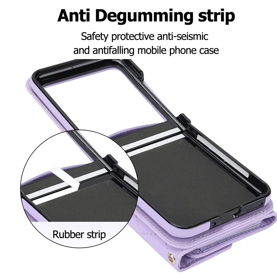 szHAIyu Leder-Crossbody-Handyhülle mit Brieftaschenfunktion und RFID-Schutz für Samsung Galaxy Z Flip 7 6 5 4 3, Farbe: Schwarz - Bild 4