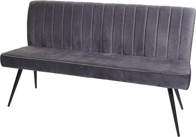 MCW Sitzbank K16 mit Rückenlehne aus Samt und Metall, Dunkelgrau, Breite: 160 cm, Höhe: 90 cm, Tiefe: 60 cm - Bild 1