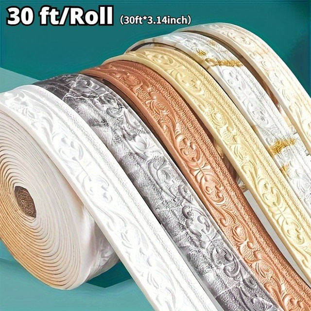 Mairuige Wandrandaufkleber aus Schaumstoff in Braun mit Blumendesign, wasserdichter Zierstreifen, 9,2 Meter - Bild 1