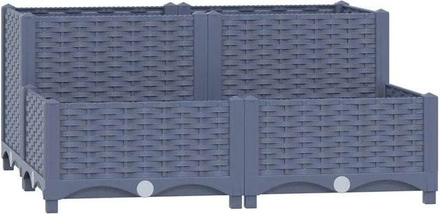 vidaXL Hochbeet aus Polypropylen in Grau und Blau, B/T/H: 80 x 80 x 38 cm - Bild 1