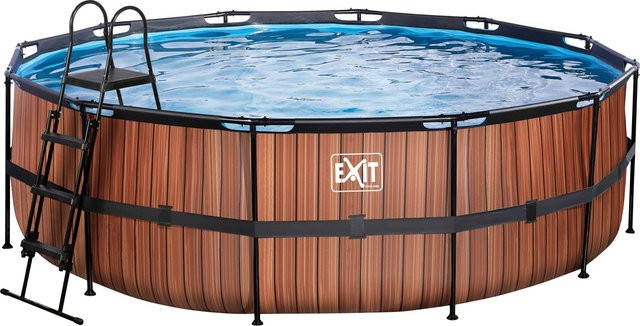 EXIT Wood Pool Braun mit Filterpumpe Durchmesser: 450 cm, Höhe: 122 cm - Bild 1