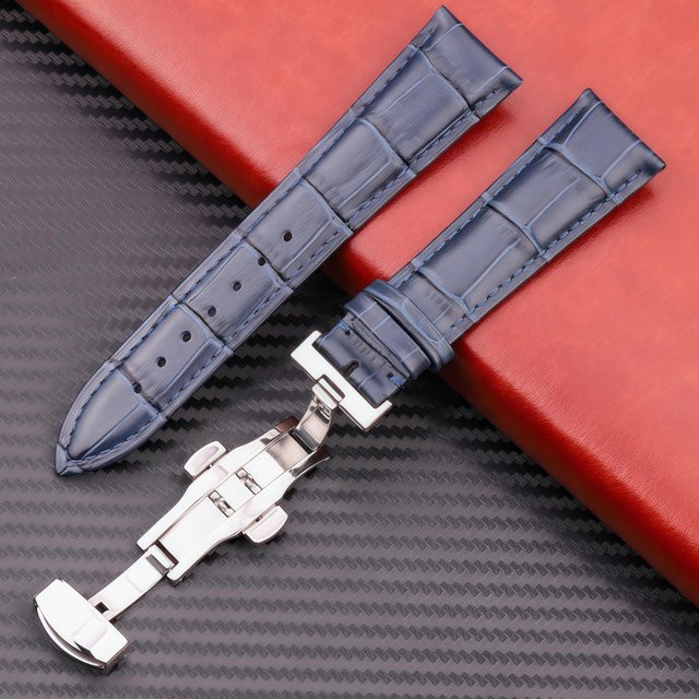 RX-Panjia Uhrenarmband Leder, Alligator-Muster, Faltschließe, 22mm, gray, Unisex - Bild 1