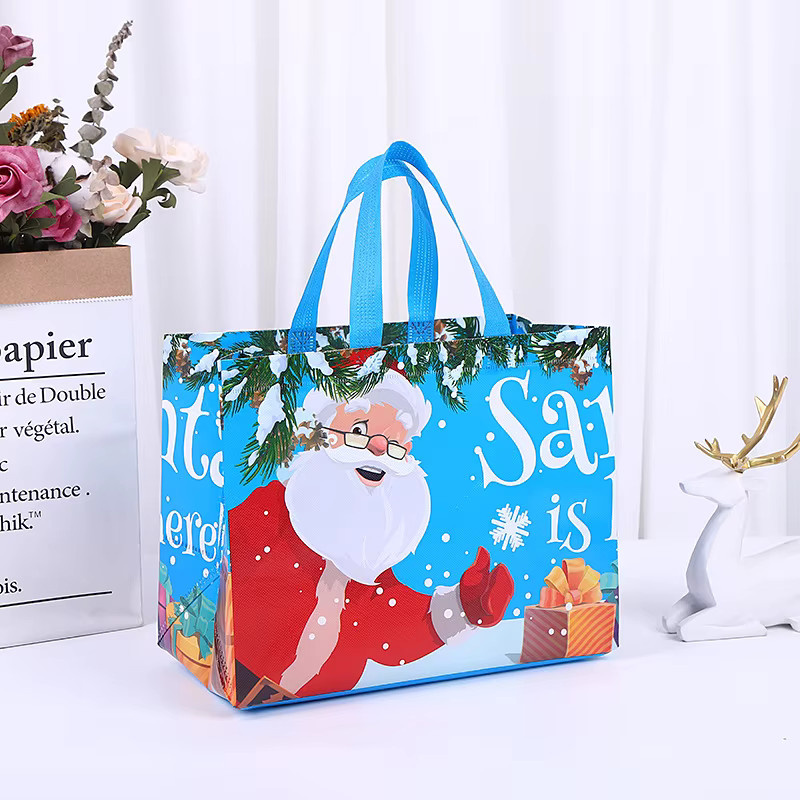 Joy-enlife Weihnachts-Geschenktüten aus Vlies mit Griffen, Motiv Weihnachtsmann und Schneemann für Party-Dekorationen - Bild 3