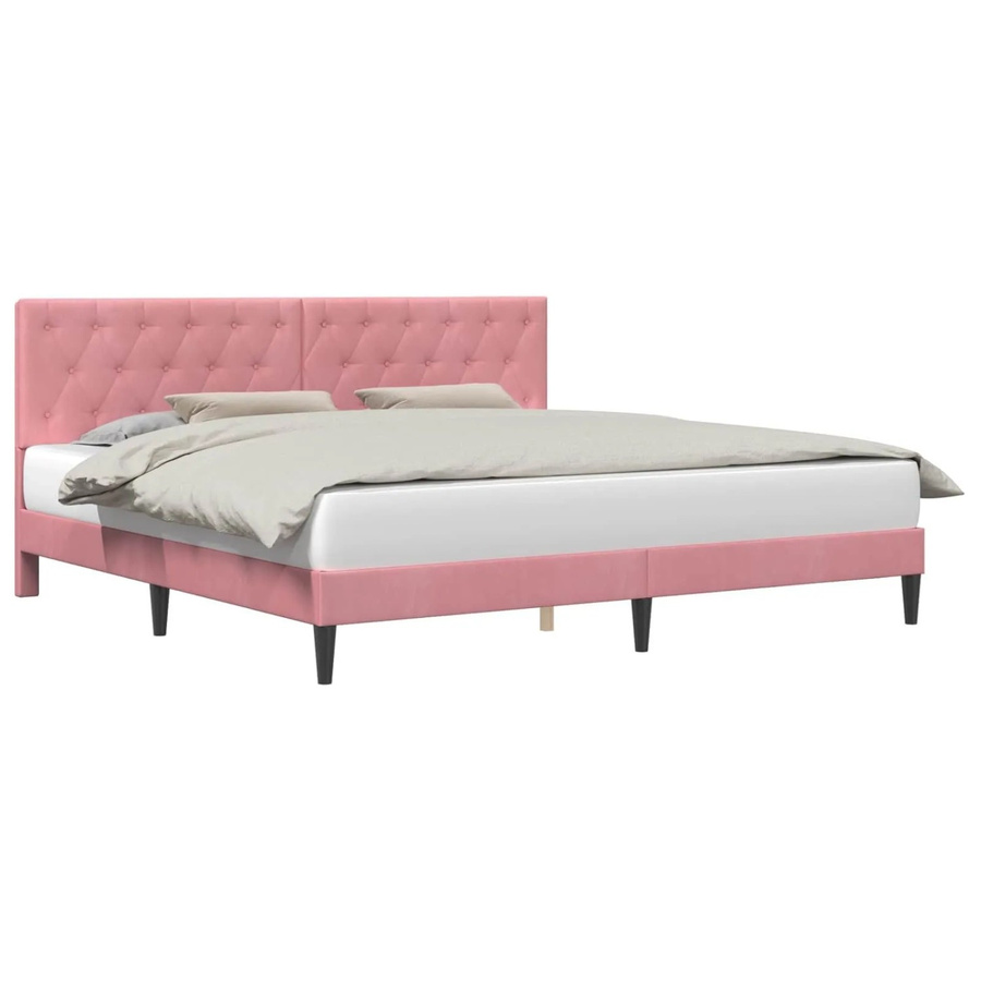 vidaXL Bettrahmen mit Kopfteil aus Samt in Rosa, B/T/H: 180 x 200 x 184 cm - Bild 2
