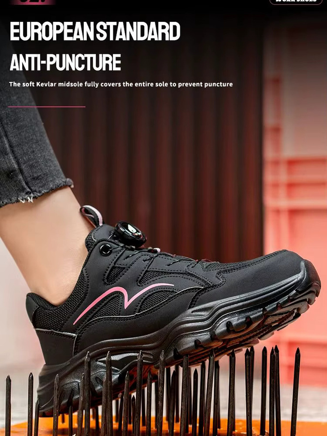 Kankeirr Sicherheitsschuhe für Damen in Schwarz mit Drehknopf und atmungsaktivem Design - Bild 7