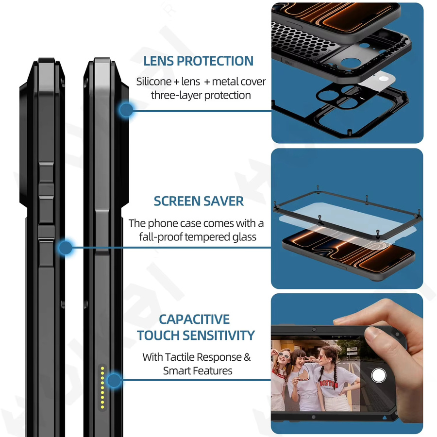 Stoßfeste Heavy Duty 360 Ganzkörper Schutzhülle für Apple iPhone in Schwarz - Bild 2