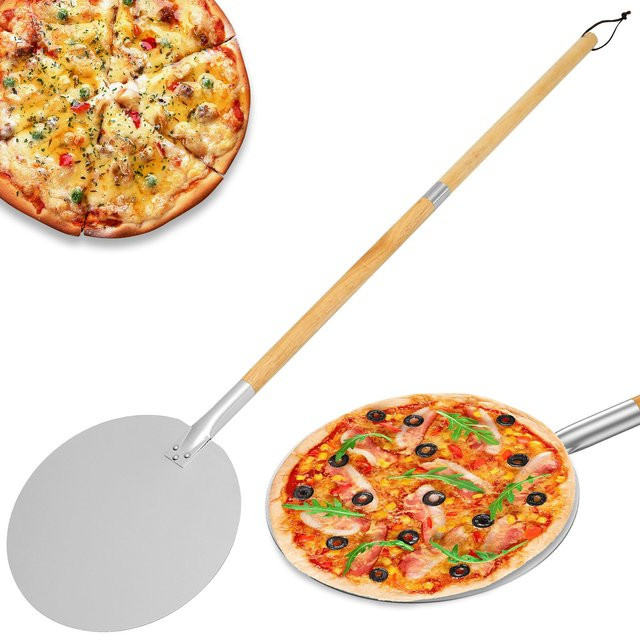 Aluminium Pizza-Drehschale mit abnehmbarem Spatel und Holzgriff, Silber, Durchmesser: 30,5 cm - Bild 1