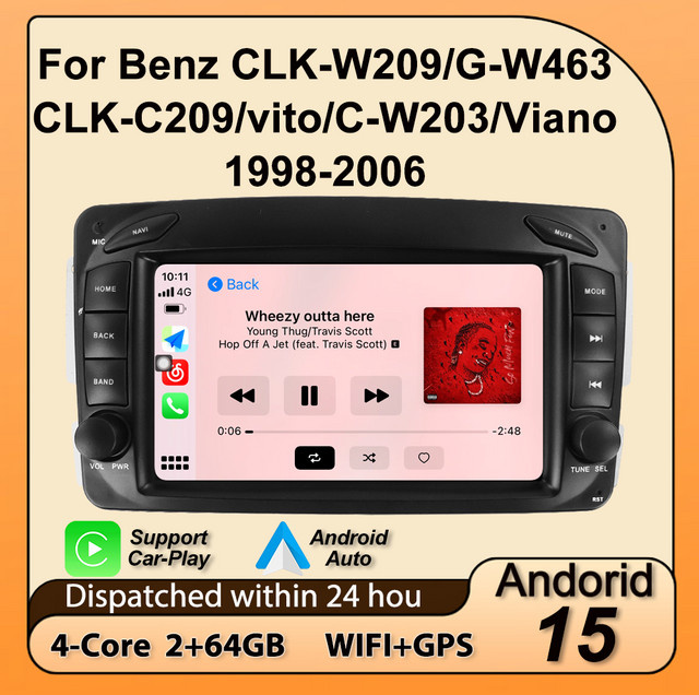 NAVIFANS Android 15 Autoradio Multimedia Smart-Audio-System für Mercedes Benz CLK W209 C209 W168 W203 W463 Vito Viano Schwarz - Bild 1