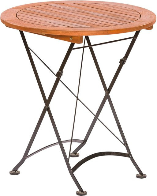 Merxx Schlossgarten Klapptisch rund aus Eukalyptusholz beige B/T/H: 70 x 70 x 74 cm - Bild 1