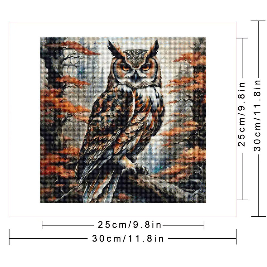 Huacan Diamant-Malerei-Set Eule und Baum als rundes Diamant-Mosaik zur Wanddekoration Durchmesser: 30 cm - Bild 2