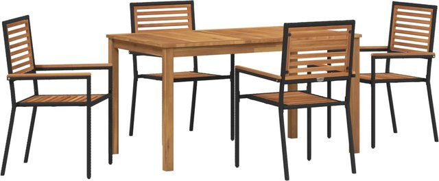 vidaXL Garten Essgruppe 5-teilig aus Polyrattan und Akazienholz in Schwarz Matt - Bild 1