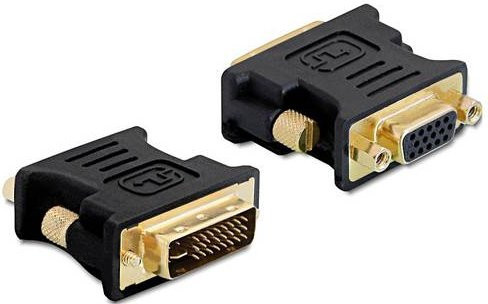 Delock DVI zu VGA Adapter in Schwarz mit 1x DVI-24+5-pol Stecker und 1x VGA Buchse - Bild 1