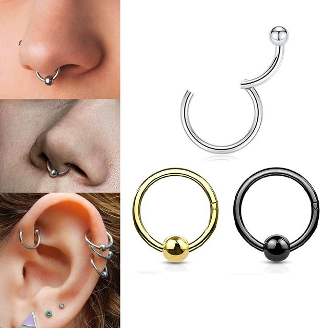 ADYJELY Nasenring Hoop Clicker, Silber, Unisex, Ohne Stein - Bild 1