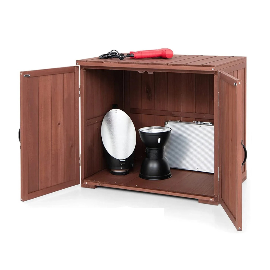 Costway Gartenschrank aus Holz in Braun B/T/H: 77 x 56 x 72 cm - Bild 2