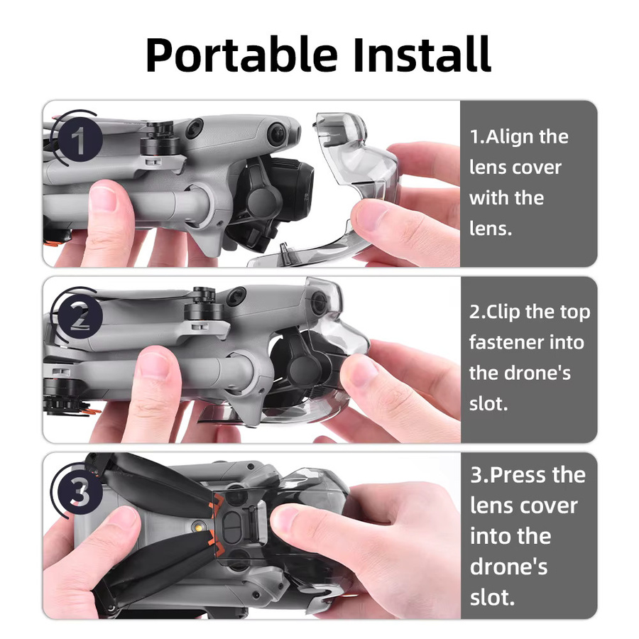 BRDRC Objektivdeckel für DJI Mini 5 Pro Drohne, transparenter Kamera-Schutz und Gimbal-Sperre mit Propeller-Fixierer - Bild 5
