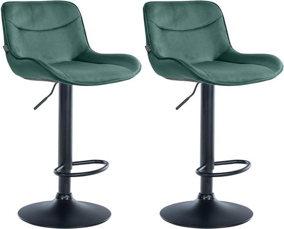 DELUKE Barhocker TAMPA 2er Set, Barstühle mit Lehne aus grünem Samt und schwarzem Metall, drehbar, modern