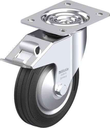 Blickle Lenkrolle LE-VE 160R-FI-FA mit Feststeller, silber und schwarz, Rad-Durchmesser: 16 cm, Tragfähigkeit: 135 kg - Bild 1