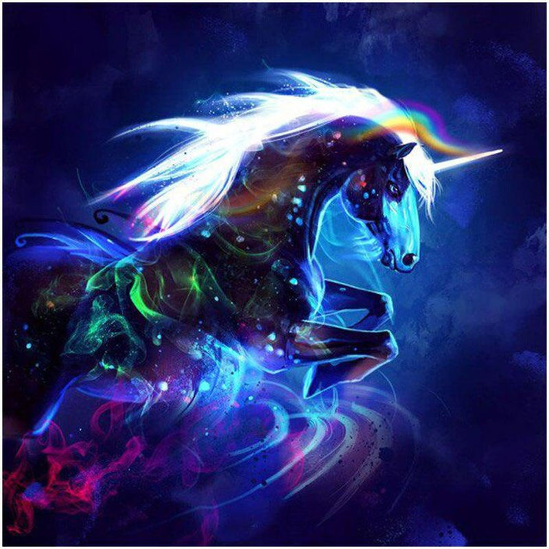 FIYO Diamond Painting Set Schwarzes Einhorn 5D DIY Kreuzstich Stickerei mit Vollrunden Bohrern, B/B/H: 30 x 30 x 30 cm - Bild 1