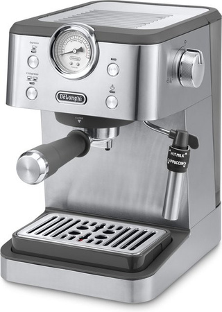 De'Longhi Classic EM450.M Siebträgermaschine in Silber mit Thermoblock und Dampflanze