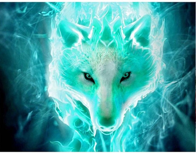 FIYO Diamond Painting Wolf Tier DIY Diamant Stickerei in Türkis, Breite: 20 cm, Höhe: 30 cm - Bild 1