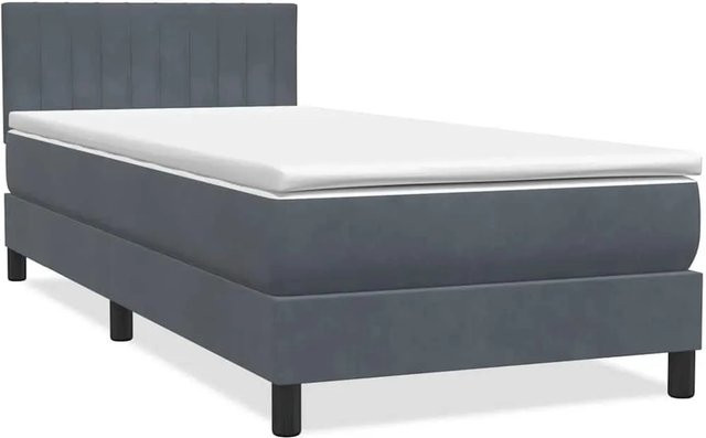 vidaXL Boxspringbett mit Matratze und LED-Unterbettbeleuchtung in Dunkelgrau aus Samt, B/T: 80 x 210 cm - Bild 1