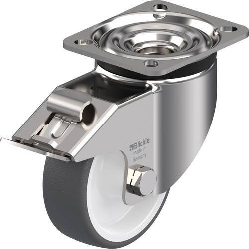 Blickle LKX-POTH 100G-1-FI Lenkrolle mit Feststeller, Rad-Durchmesser: 100 mm, Tragfähigkeit: 300 kg, Edelstahl und Kunststoff, Silber - Bild 1