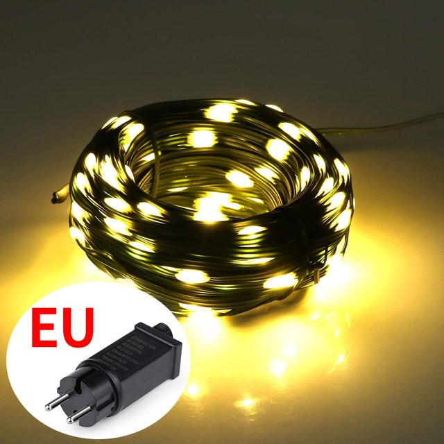 MALITAI Feen-Lichterkette warmweiß mit 24V Plug-In-Adapter, wasserdicht für Außenbereich, Garten und Hochzeit, Länge: 10 m - Bild 1