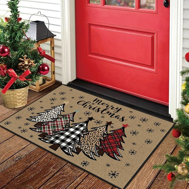 VIKAMA Weihnachtsbaumteppich als schmutzabweisende Fußmatte für drinnen und draußen, Mehrfarbig, B/T: 60 x 40 cm - Bild 1
