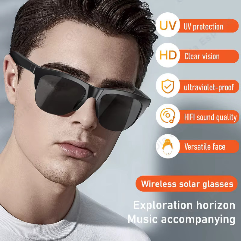 Ola Esporte Smart-Brille mit Bluetooth, Sprachsteuerung und Musikwiedergabe, Polarisierte Sonnenbrille mit UV-Schutz, Schwarz - Bild 2