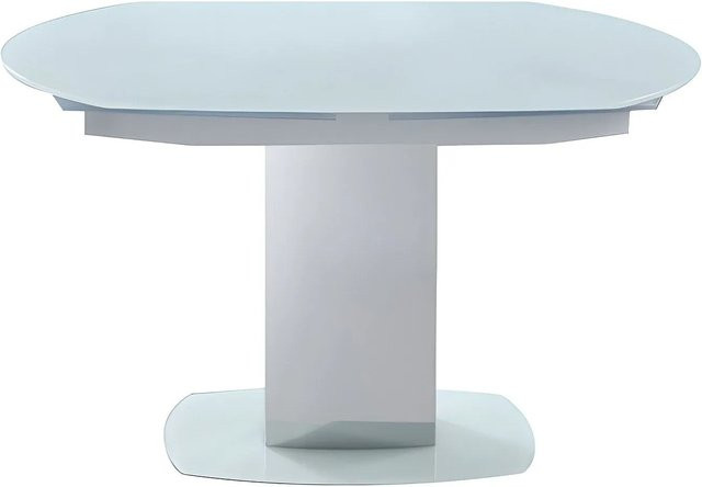 Vente-unique Esstisch Talicia Weiß aus Glas und Edelstahl, ausziehbar und drehbar, B/T/H: 190 x 130 x 75 cm - Bild 1