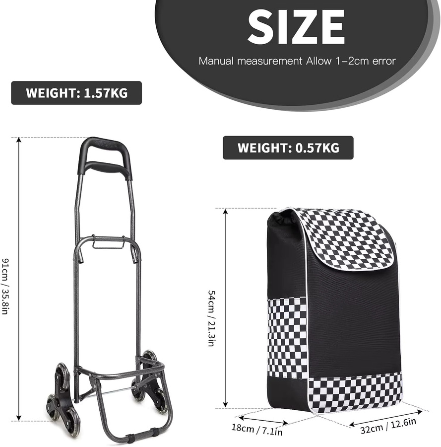 KONO Aluminium-Einkaufswagen mit abnehmbarer Isoliertasche, faltbar und treppensteigfähig, Blau - Bild 2