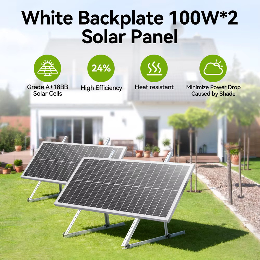 RVPOZWER Solarpanel Set 200W bestehend aus 2 Stück 100W Monokristalline Zellen 12,8V Schwarz Wasserdicht für Wohnmobil Marine Camping und Off-Grid Batterieladesysteme - Bild 2