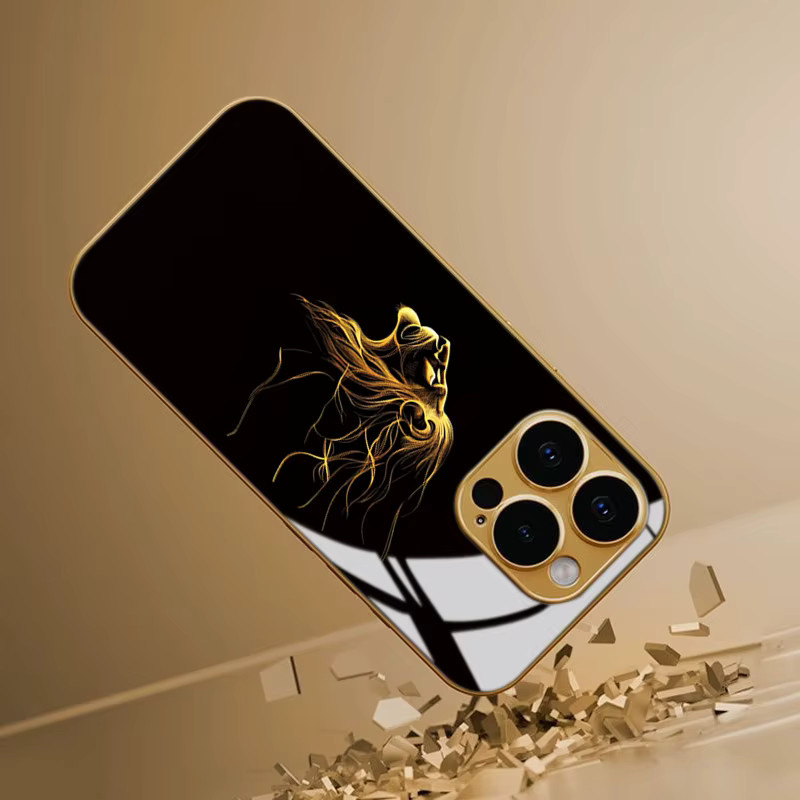 Heroic Lion Panzerglas-Handyhülle für iPhone 11 bis iPhone 17 Pro Max, stoßfeste Abdeckung, Farbe: Schwarz - Bild 4
