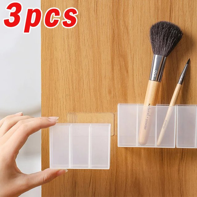Meltset Wandmontierter Make-up Organizer aus transparentem Kunststoff für Lippenstift und Pinsel, 3 oder 6 Stück - Bild 1