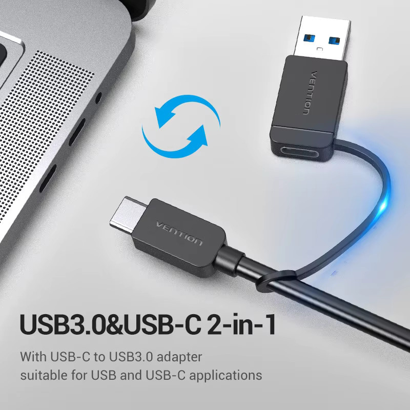 Vention USB-C-Hub 3.1 Multi-USB Adapter mit USB-A und Micro-USB Ladeanschluss in Schwarz - Bild 3