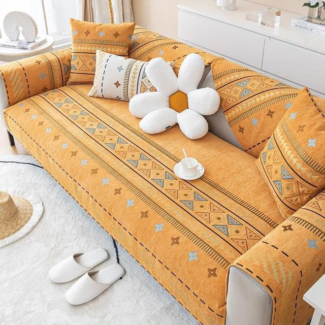 Bohemian Jacquard Sofa Kissenbezug von A Family Of Home Textiles, Mehrfarbig Orange, B/T: 70 x 70 cm - Bild 1