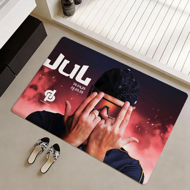 Singer J-Jul Fußmatte aus weichem Flanell in Schwarz und Mehrfarbig, rutschfester Teppich mit grafischem Design für dein Wohnzimmer, B/T: 60 x 40 cm - Bild 1