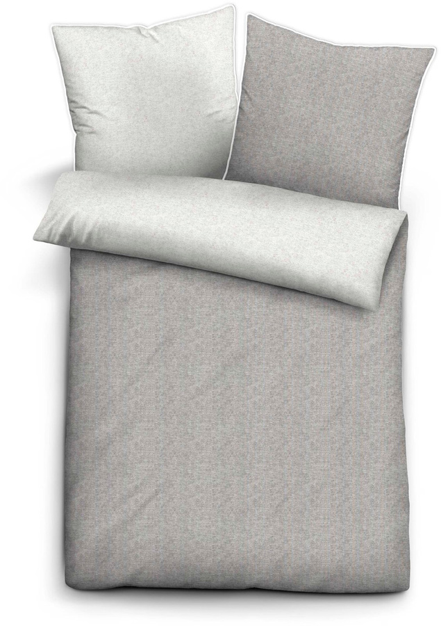 Biberna Bettwäsche aus Baumwolle in Flannelette, Grau, Modern, Reversibel, Bügelfrei, Kissenbezug 40 x 60 cm - Bild 1