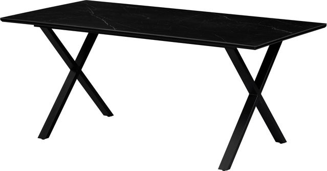 Mömax Esstisch Lorenzo in Schwarz mit Keramikplatte und modernem X-Gestell, B/T/H: 180 x 76 x 90 cm - Bild 1