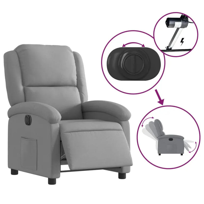 Vidaxl Elektrischer Relax-Sessel in Grau mit Stoffbezug und modernem Design - Bild 6