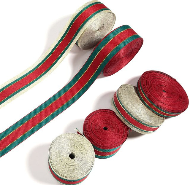 Satinbänder für Bastelarbeiten und Dekoration in Rot und Grün für Weihnachten, Hochzeit und Party, Breite: 10 mm, 15 mm, 25 mm oder 38 mm - Bild 1