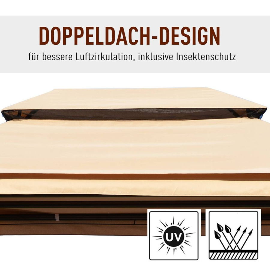 Outsunny Gartenschaukel beige aus Stahl, B/H/T: 232 x 245 x 149 cm - Bild 4