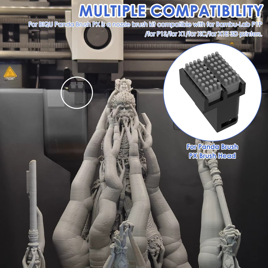 Bambu Lab 3D-Druckerdüsenwischer mit 4 Silikonbürsten für P1P, P1S, X1, X1C und X1E Düsenreinigungsset - Bild 5